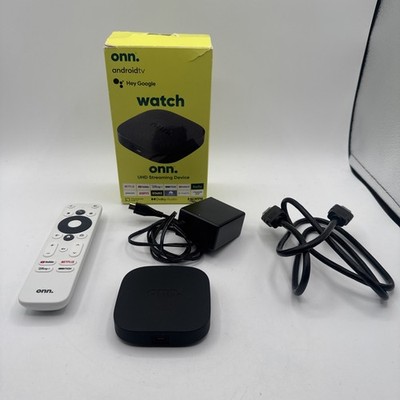 Onn 2110A AndroidTV & Google TV 4K Streaming Box with Remote & Cords