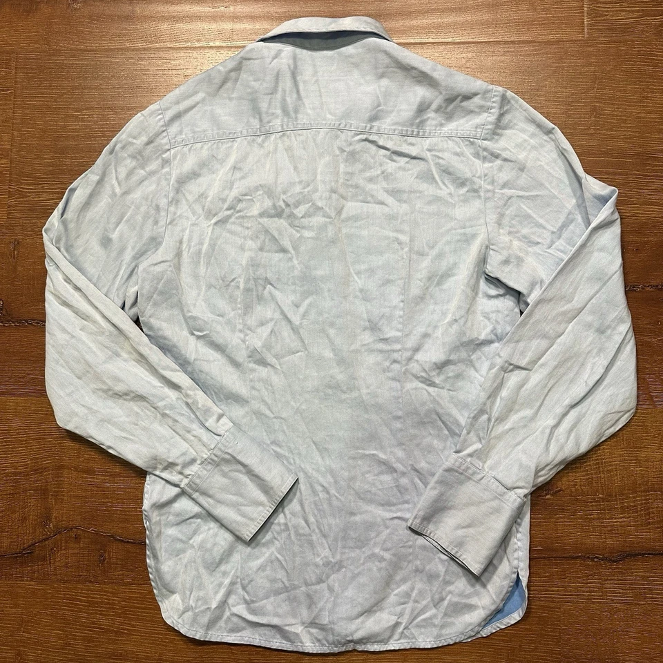 Top con botones Luciano Barbera para mujer S camisa azul manga larga clásico utilitario Foto 2 de 4