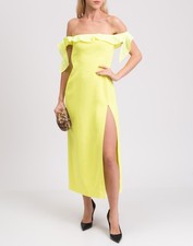 RRP €1345 DAVID KOMA Crepe Dress UK10 US6 IT42 M Ruffles Slit Off Shoulders