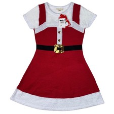 NEW Margaux Lexi Girl Red White Santa Dress Knit Sequins Belt Sz M 10 12 Holiday