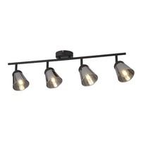 Deckenspot Deckenleuchte Schwarz Grau B: 83 Cm 4X E14 Verstellbar Glas Metall