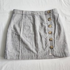 Abercrombie Fitch Size S Striped Navy Cream Mini Skirt With Buttons Y2K style