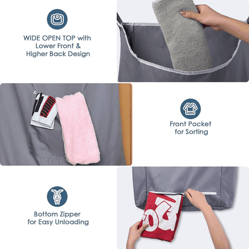 X Large Hanging Laundry Hamper with Over Door Hooks Laundry Basket for Things - Picture 4 of 7