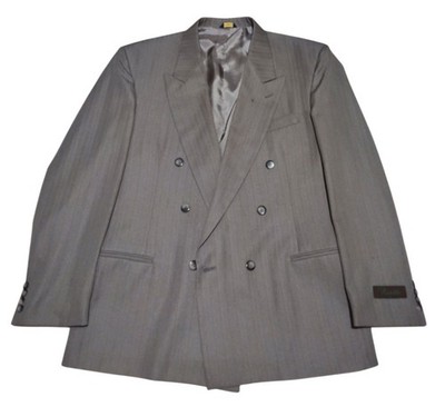 VTG Fiorello by Primo Men's Suit Jacket Size 42R Gray Pinstripe Teteron Fabric 