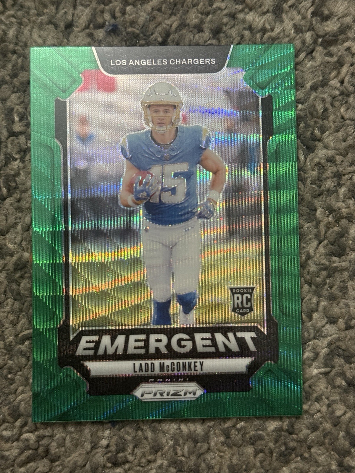 2024 Panini Prizm - Emergent Ladd McConkey #13 Green Wave Prizm (RC)