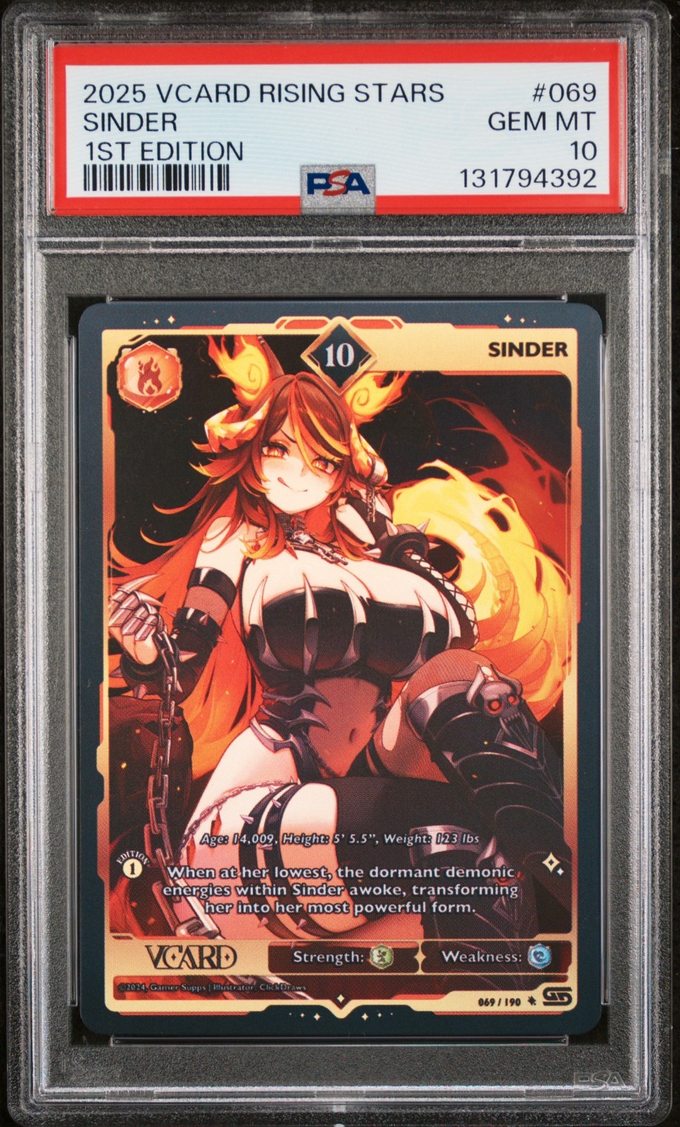 PSA 10 GamerSupps Vcard Rising Stars First Edition Full Art Holo 10 SINDER