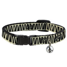 Cat Collar Breakaway with Bell Zig Zag Doodle Cream/Black NARROW Fits 8.5-12"