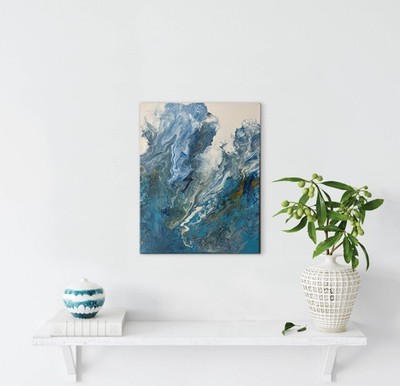 Clouds of Perseverance- Original Fluid Acrylic Art OOAK Resin Sealed