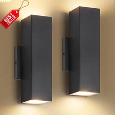 2 Pack Outdoor Wall Lights LED Up Down Modern Black Sconce Porch Garage 3000K US
