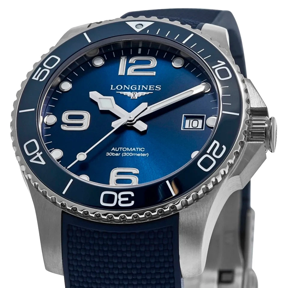 Reloj Longines HydroConquest Automático Azul Goma Buzos Hombre L3.780.4.96.9 Foto 2 de 4