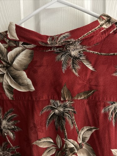 Camicia hawaiana Campia Moda uomo XL rosso marrone foglie di palma manica corta bottone - Foto 6 di 7
