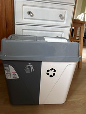 Violet 40L 2-Compartment Lidded Recycling Bin Grey/White Plastic 46x30x44cm