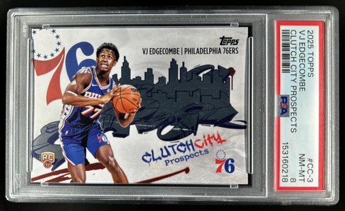 2025-26 Topps VJ Edgecombe Clutch City Prospects Rookie RC #CC-3 76ers PSA 8