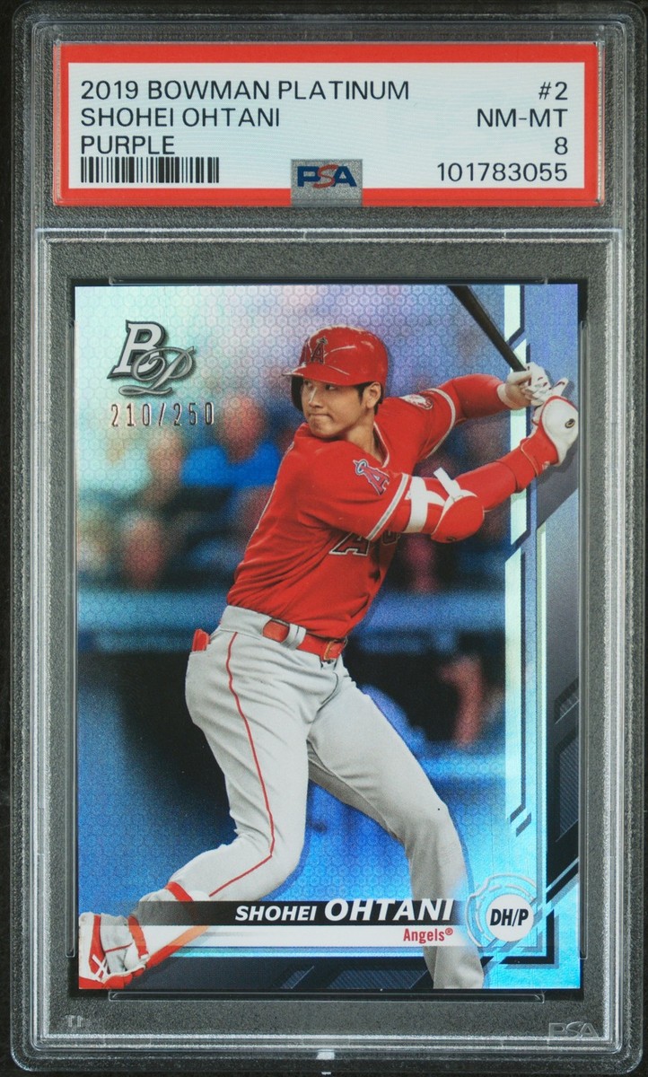 2019 bowman 大谷翔平 purple 2019 BOWMAN PLATINUM PURPLE #2 SHOHEI OHTANI 210/250 PSA 8