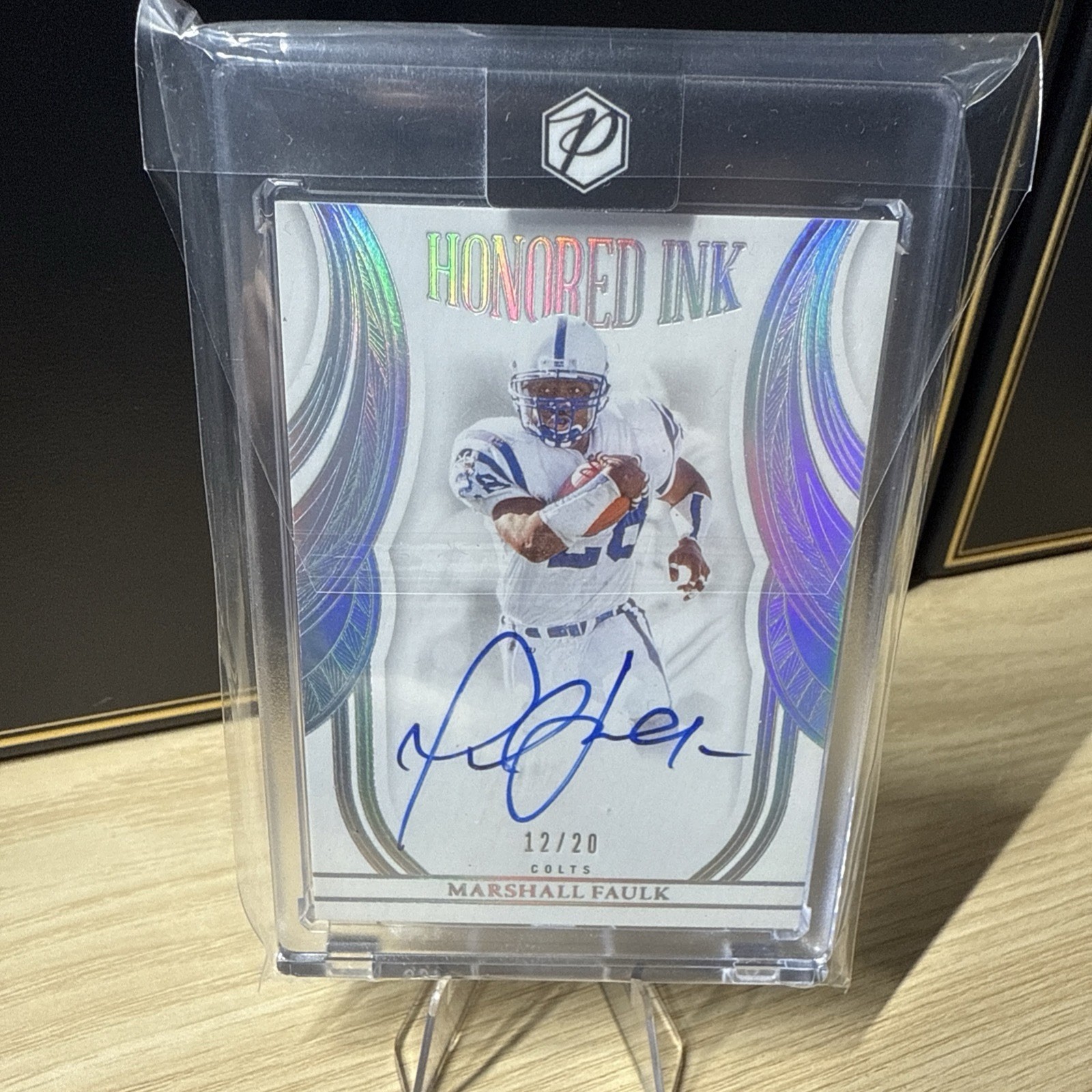 2025 PANINI FLAWLESS MARSHALL FAULK HONORED INK ON CARD AUTO /20 COLTS LEGEND view 3