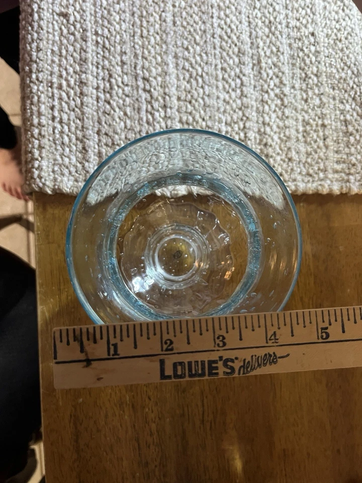 Blue Bubble Glass Hurricane Candle Shade - Image 3 of 3