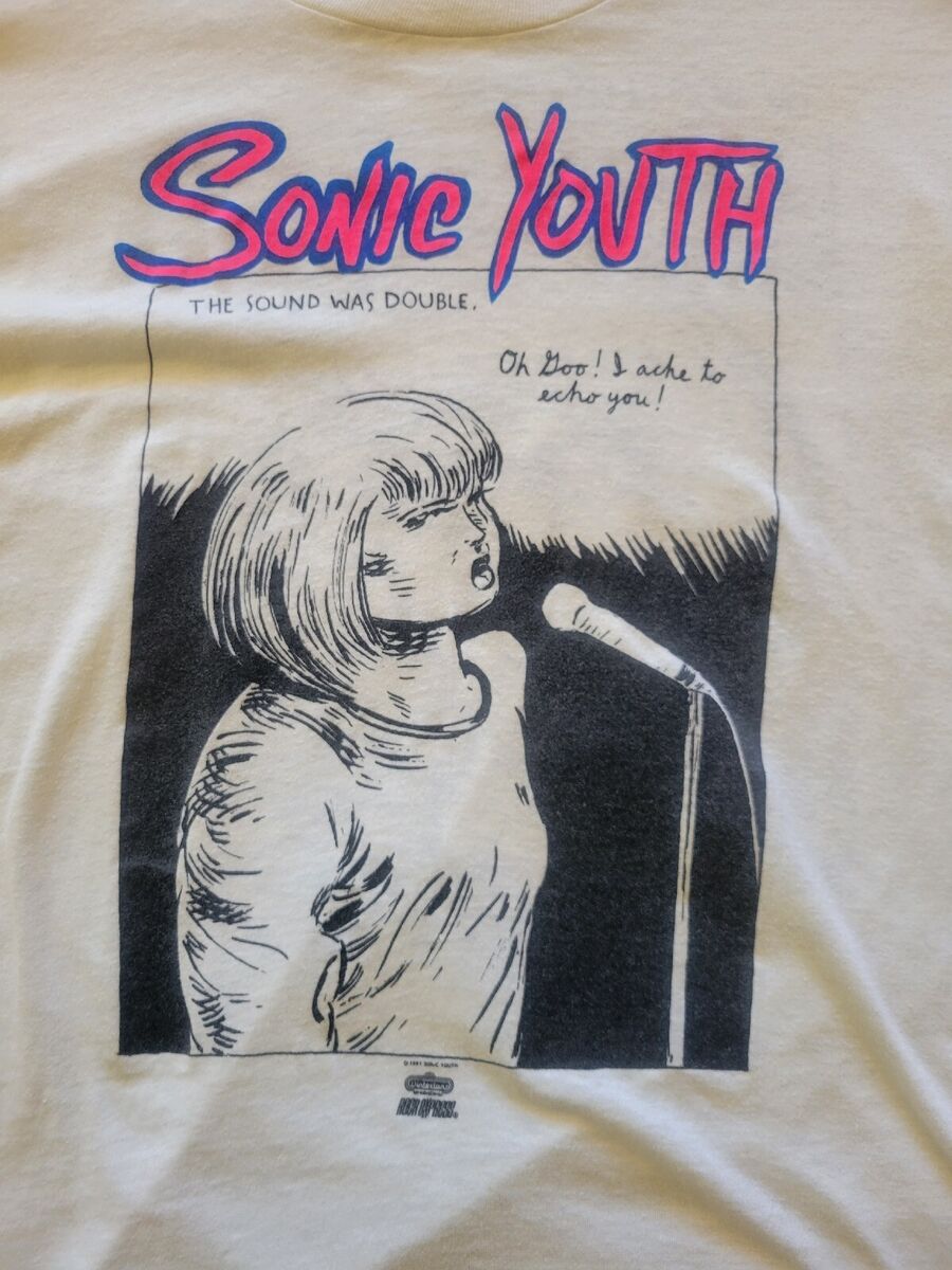 1991 True Vintage Sonic Youth Goo Pettibon T-Shirt Size M 1991 True Vintage Sonic Youth Goo Pettibon T-Shirt Size M