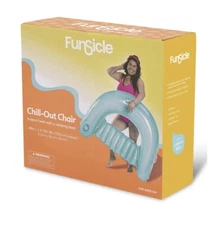 Funsicle Lagoon Blue Chill-Out Chair, Inflatable Pool Float With Drink Holder