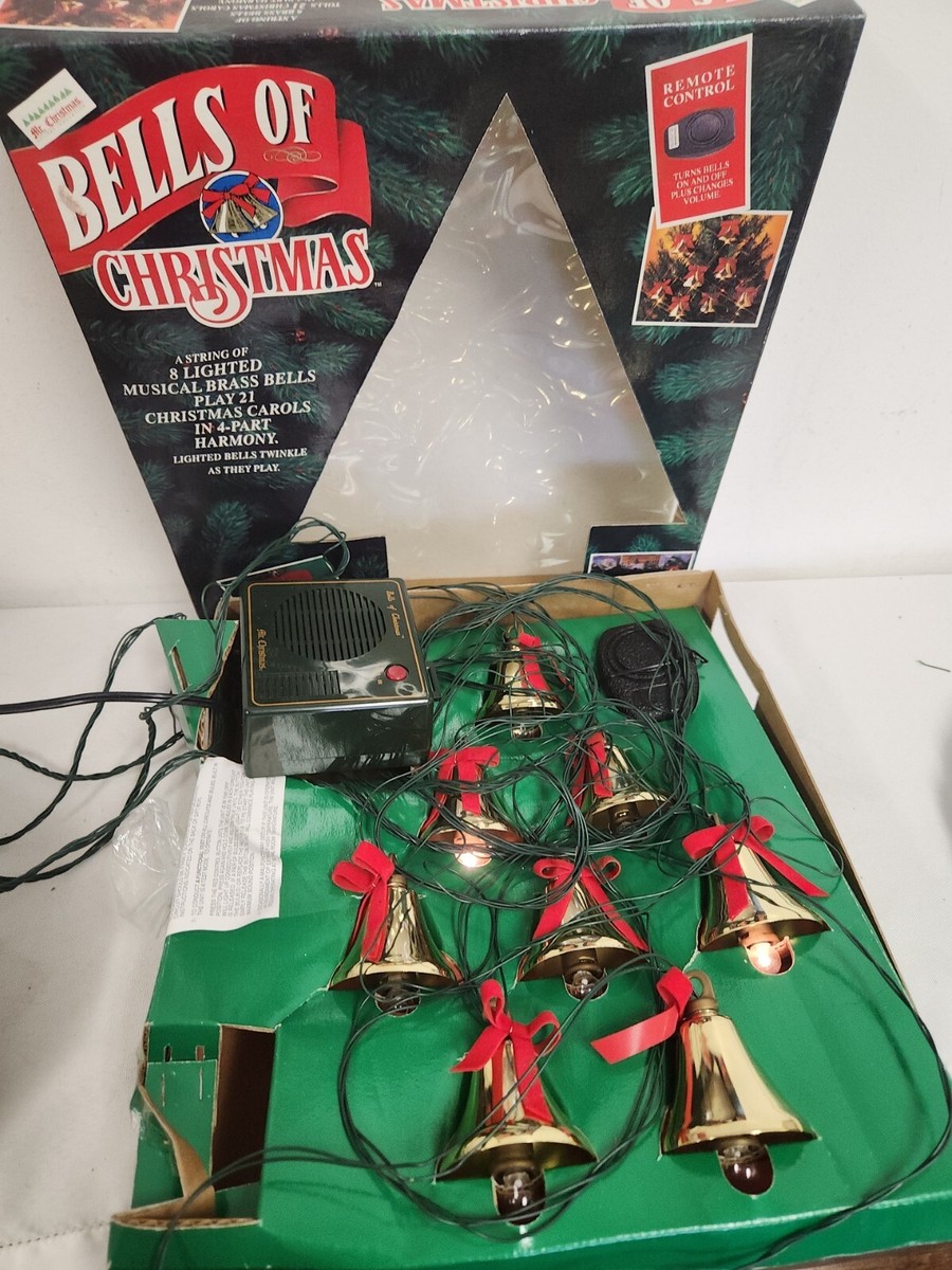 VTG Mr Christmas String of 8 Lighted Musical Bells Plays 21