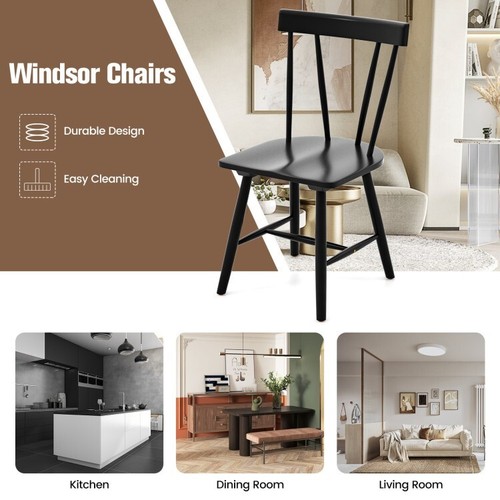 Windsor Kitchen Dining Side Chair Armless Chairs With Solid Rubber Wood Frame - Picture 9 of 9
