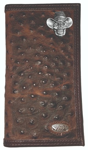 Custom Nocona Dark Ostrich Print Leather Wallet Military Mason Fireman DTOM - Picture 34 of 48