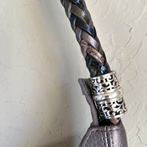 Brighton brown woven braided shoulder strap with charms E282923 zipper closure - 第 3/5 張圖片