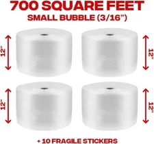 3/16" x 700' Ft Bubble Roll Small Bubbles 12" Wide Yens Quality Cushion Wrap