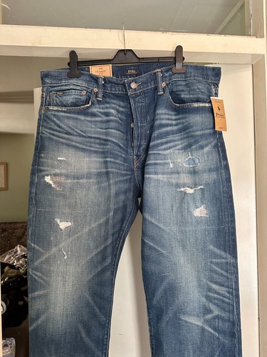 Polo Ralph Lauren Para Hombre Azul Envejecido Warp Elástico Denim-cfdeni Jeans Pantalón - Imagen 4 de 13