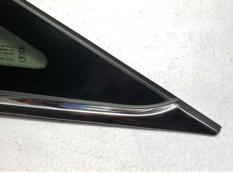 Hyundai Sonata Driver Left LH Quarter Glass w/ Chrome Strip 2011-2014 OEM - Image 2 of 4