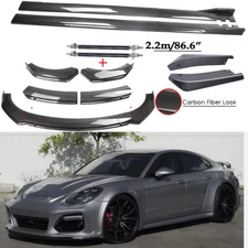 For Porsche Panamera 2010-22 Front Bumper Lip Splitter Spoiler Side Skirt Rods