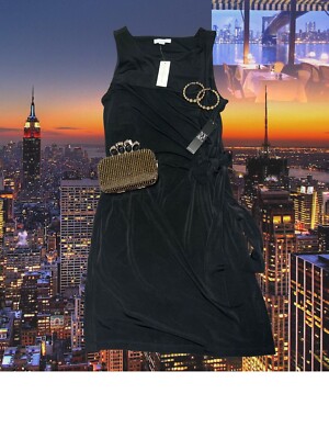 New York Classic Black Stretch Midi Dress