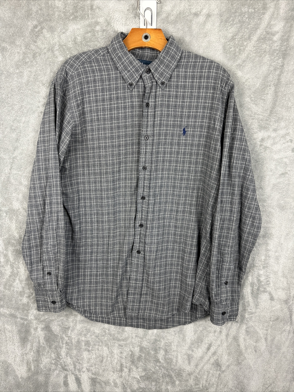 Polo Ralph Lauren Camicia Adulto Large Blu Check Adatta Personalizzata Pony Abbottonata Uomo