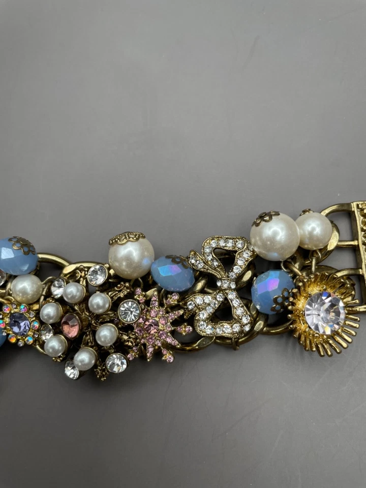 Betsey Johnson Bracelet Snowflake Chunky Purple Pink Blue - Image 2 of 4