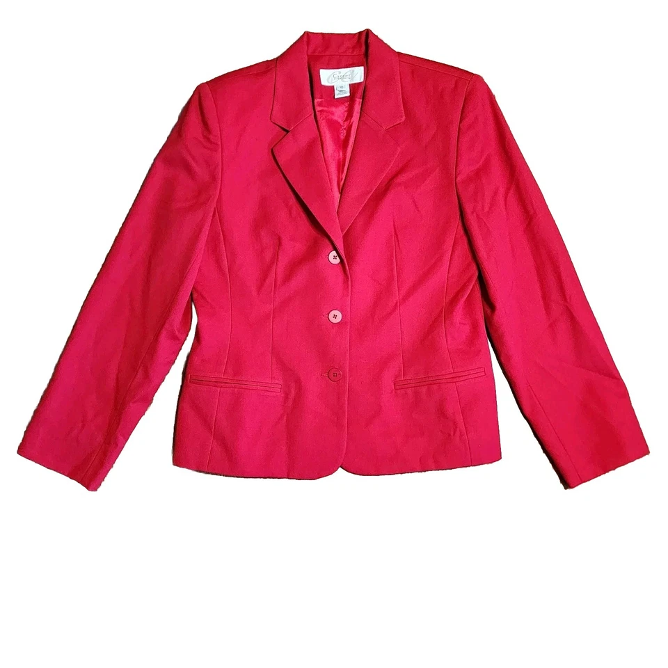 Conjunto de Traje Career Essentials Para Mujer Talla 10 Sólido Todo Rojo Blazer Chaqueta Falda Foto 2 de 4