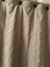 Fabric Shower Curtain with Shirred and Tuck Lines in Stripes Taupe Color