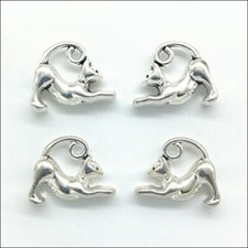 Lot 50pcs 3D Cat Antique Silver Charms Pendants For Earrings Necklace Bracelet