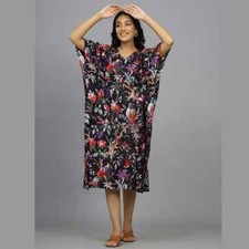 1PC Indian Vintage 100% Cotton Long Beach Maxi Kaftan Dress Caftan Kimono