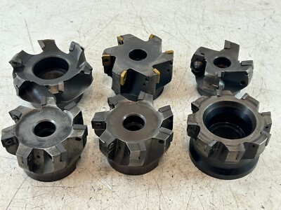 6 x Planfräser, komplett sortiert 1'' Bohrung.  65 bis 80 mm, Var Rechen & Winkel