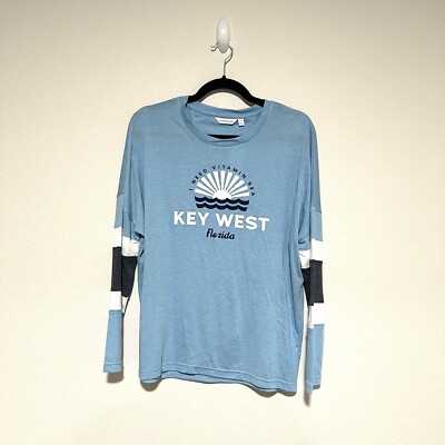 NWT Baby Blue Key West Florida Varsity Style Long Sleeve Shirt, Size Medium