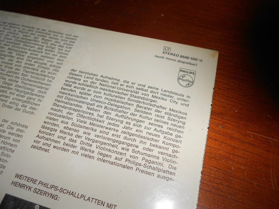 Violin Concerto - Henryk Szeryng - Brahms - Philips 6500 530-Sealed - Image 4 of 4