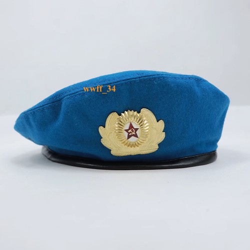 Soviet Soviet Airborne Hat Paratrooper Blue Beret Cap With Metal Cockade - Picture 3 of 12