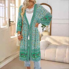 Cardigan Scialle Copri Spalle Donna Morbido Lungo Raso Verde Colorato 66820