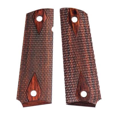 #ad 1911 GRIP ROSEWOOD DOUBLE DIAMOND COLT FACTORY GRIPS COLRM AMBI CUT $19.99