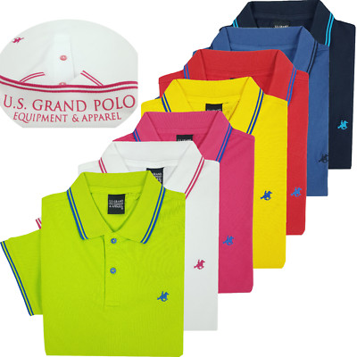 Herren Poloshirt Kurzarm mit bunten Knöpfen 100% leichte Baumwolle USA Großes Polo