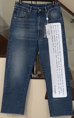 MM6 MAISON MARGIELA TEXT PRINT WIDE DENIM WOMEN JEANS Sz. 40IT/4US