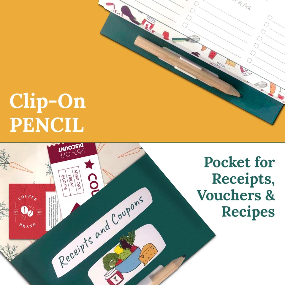 MAGNETIC Weekly Meal Planner and Shopping List Pad *52 PAGE* Fridge Magnet 6x11" - Image 4 of 4