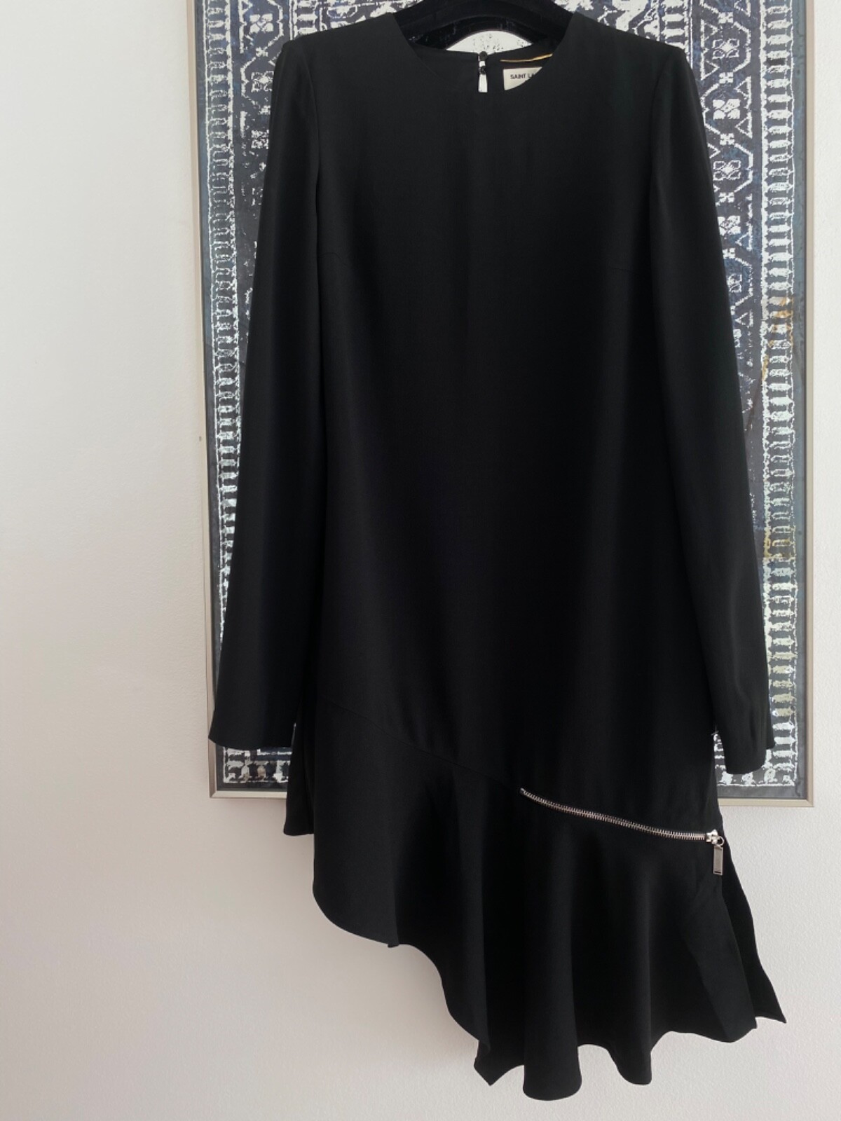 Nuovo Autentico Abito Donna Saint Laurent Favoloso Manica Lunga Nero Mini 40