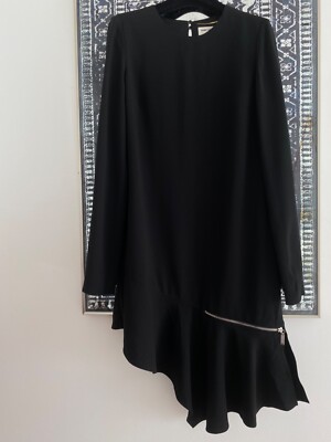 New Women's Authentic Saint Laurent Fabulous Long Sleeve Black Dress Mini 40