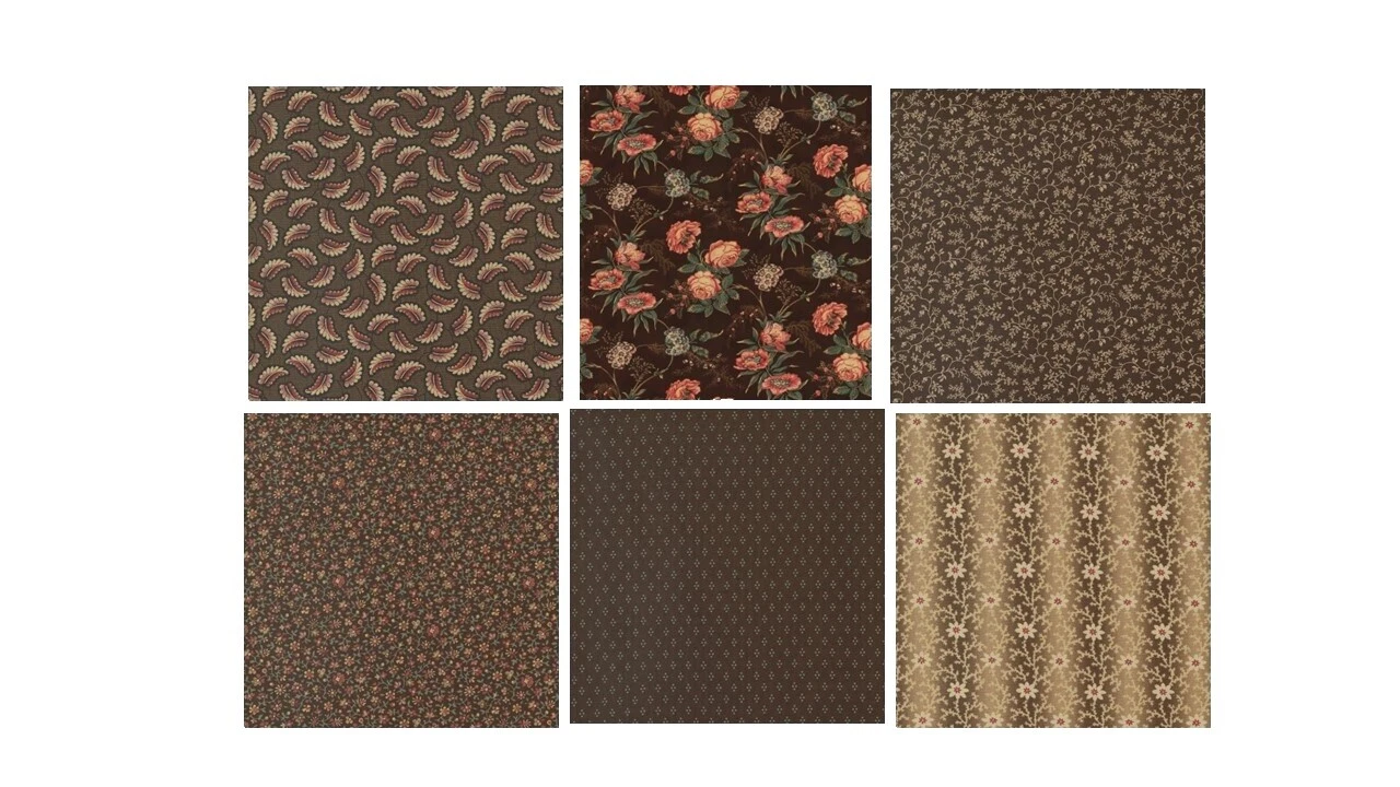 Fat quarters, Paquetes Telas artesanales Floral Marrón