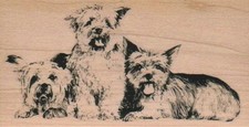 Dog Trio 2 1/4 x 4 1/4" Rubber Stamp, Dog Stamp, Dog Lover Stamp